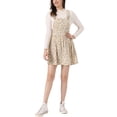 thumbnail image 2 of INSPIRE CHIC Robe Salopette Mini Mignonne pour Femmes à Bretelles d'Épaule Ajustables S Beige-Floral, 2 of 6