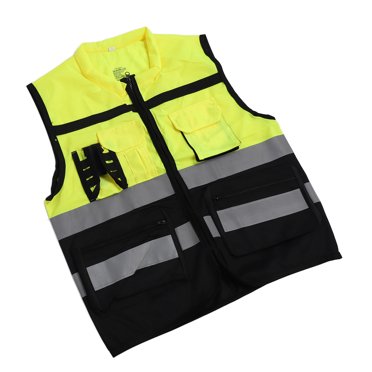 Gilet de Sécurité Réfléchissant Haute Visibilité Multifonctionnel Ajustable avec Tissu de Tricotage pour Travailleurs de la Construction et Sports de Plein Air