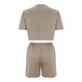thumbnail image 4 of Yuyuzo Ensembles 2 Pcs pour Femmes Col Rond Manches Courtes Hauts Courts Shorts Taille Haute à Cordon Ensembles de Détente, 4 of 6