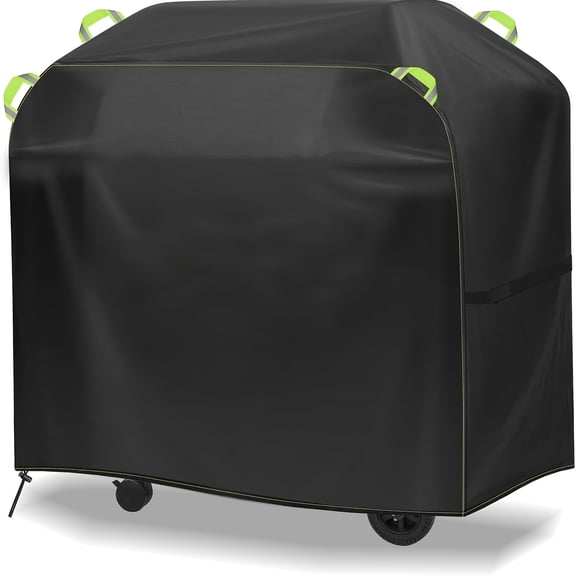 HLONK Housse de Gril Imperméable Robuste - Coupe-Vent, Protection UV, Résistant au Gel et à la Neige, Protecteur de Gril BBQ d'Extérieur avec Cordon de Serrage, Tissu Polyester Résistant à Toutes les Intempéries pour Patio