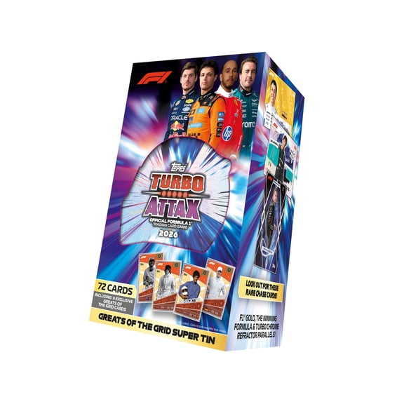 2026 Topps Turbo Attax Formula 1 Cards - Super Tin (72 Cards + 8 Exclusives)