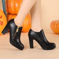 thumbnail image 2 of Unique Bargains Women's Chunky High Heel Platform Round Toe Ankle Boots, 2 of 7