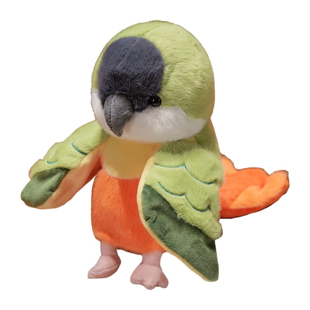 HILABEE Marionnette Perroquet 20cm Peluche pour Raconter des Histoires Jeu de Rôle Préscolaire Vert et Orange