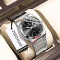 thumbnail image 1 of POEDAGAR Montre de Mode pour Homme à Quartz Noir en Acier Inoxydable Analogique Étanche Lumineuse avec Date, 1 of 5