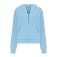 thumbnail image 3 of Half Zip Sweatshirt Women Plus Size Fleece Cropped Hoodies Pullover Fall Winter Warm Tops Thumb Hole, 3 of 6