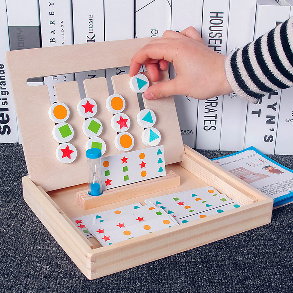 Four-Color Building Blocks Educational Toys Logical Thinking Training Kids Wooden Toys Enlightenment Training Aid