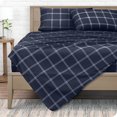 thumbnail image 1 of Bare Home Ensemble de Draps Ultra Doux - Premium 1800 Collection - Poches Profondes - 3 Pcs - Lit Simple, Carreaux Modernes - Minuit/blanc, 1 of 8