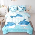 thumbnail image 1 of YST Cartoon Dolphin Comforter Set with Sheets, Marine Life Theme, Polyester, 7-Piece, Full Size, 1 of 4