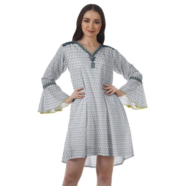 Moomaya Robes de Plage Imprimées Femmes Robe Aguichant Robes Mini Brodées pour Femmes