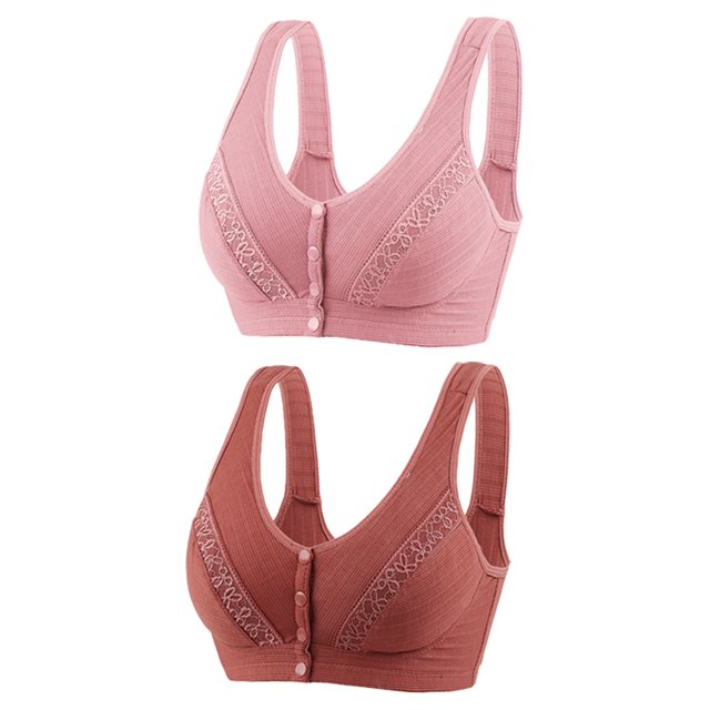 Plebaso Wireless Front Closure Bras for Women 2 Pack Full Coverage Everyday Bras Push up Comfort Bralettes