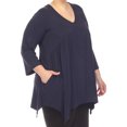thumbnail image 4 of White Mark Tunique à Manches 3/4 pour Femmes, Taille Empire, Col en V, 4 of 6