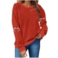 thumbnail image 1 of LMKIHUSA Chandail Graphique d'Halloween pour Femmes Saison Effrayante Squelette Cœur Chandail à Enfiler Hauts Manches Longues Col Rond Blouses Douces Décontracté Tendance 2025 Chandail Rouge,TTG, 1 of 3