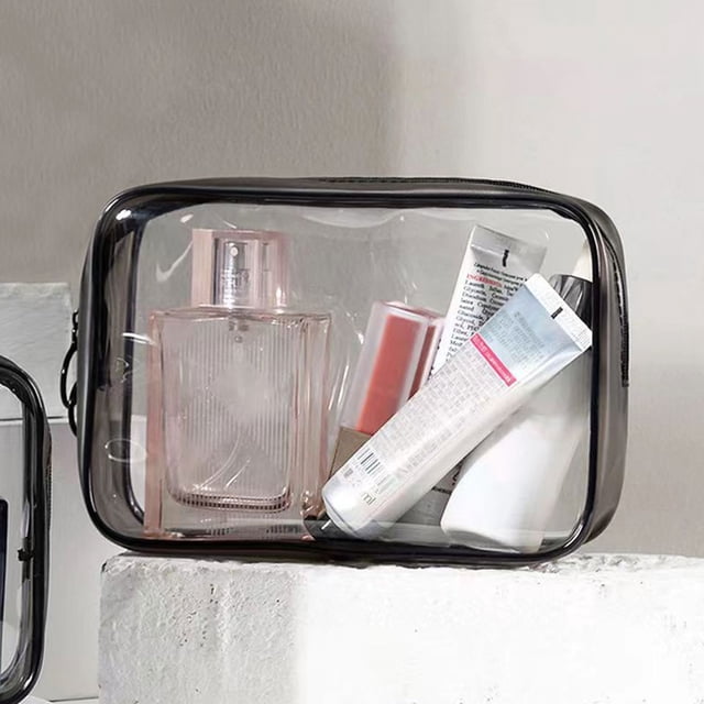 Sac Cosmétique Transparent en Pvc Sac de Rangement de Voyage, Sac de Rangement en Plastique 27x15x7cm