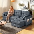 thumbnail image 2 of HOMCOM Sofa Bed, Pull Out Sleeper Couch with USB Ports, Chaise Storage, 2 of 10
