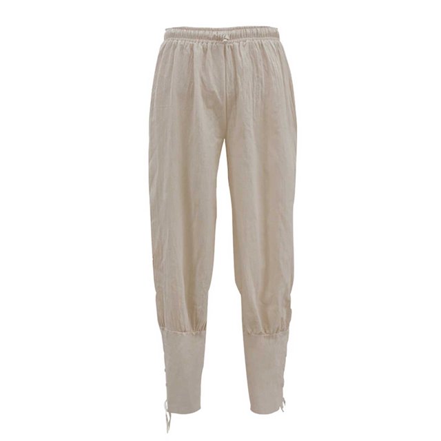 TIMIFIS Men's Ankle Banded Pants Medieval Pirate Costume Trousers Renaissance Gothic Pants-BeigeFall