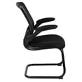 thumbnail image 3 of Black Mesh Sled Base Side Reception Chair with Flip-Up Arms, 3 of 9