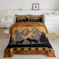 thumbnail image 2 of YST Ensemble de Douillette Rustique Loup Format Simple pour Garçons, Ensemble de Literie Faune de Chasse Courtepointe d'Animaux Style Ferme pour Enfants Ados Adultes Chambre, Ensembles de Literie Douillette Planches de Bois Vintage, Brun, 2 of 6
