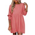 thumbnail image 2 of Sentmoon Robes de Bal pour Ados Manches 3/4 Col Ras du Cou Robes Couleur Unie Amples Respirantes Grande Taille Robe de Fête Ravissante pour Promenade Hivernale Décontractée TG, 2 of 6