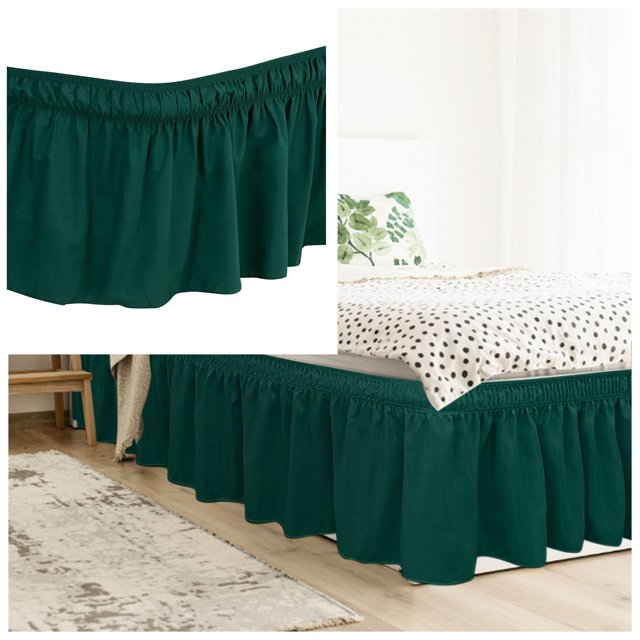 WIFKLSIIPG Solid Color Bedding Elastic Bed Apron Dust Proof Bedspread Non Bed Skirt *Green(Green)