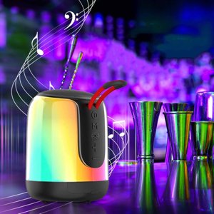 LSLJS Haut-parleur Bluetooth Portable sans fil Haut-Parleur Bluetooth 5.3, Basse améliorée, Lumières de couleur, Convient pour les fêtes, Voyage, Maison et Extérieur, Bluetooth Audio