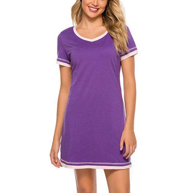 Gspmoly Robe pour Femmes, Mode Femme à Manches Courtes Décontractée à Empiècements, Chandail Ample, Robe de Nuit à la Maison, Robes de Cocktail pour Femmes, Cadeaux de Vacances