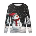 thumbnail image 4 of cllios Chandails Molletonnés Surdimensionnés pour Femmes Col Rond Manches Longues Chandails de Noël Flocon de Neige Snowman Hauts Graphiques Mode Sortie Blouse T-Shirt Chandail de Noël Cadeaux, 4 of 4