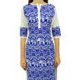 thumbnail image 1 of Phagun Kurta Droit de Designer Bleu pour Femme, Manches 3/4, Kurti Décontracté Imprimé-20, 1 of 1