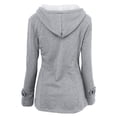 thumbnail image 4 of Fiogavroetic Women Color Horn Buttons Cardigan Padded Hooded Coat Jacket Overcoat, 4 of 4