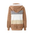 thumbnail image 4 of EGNMCR Womens Winter Fuzzy Fleece Jacket Hooded Color Block Patchwork Cardigan Zipper Pullover Coats Outerwear with Pockets, 4 of 5