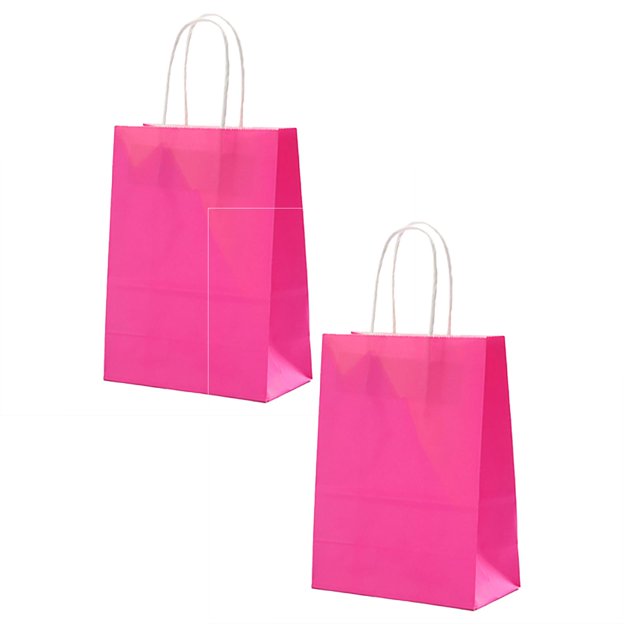 Oleegame 2PC 4Pcs Hand Paper Bag Kraft Paper Bag Packing Gift Bag Colorful Shopping Bag Pink