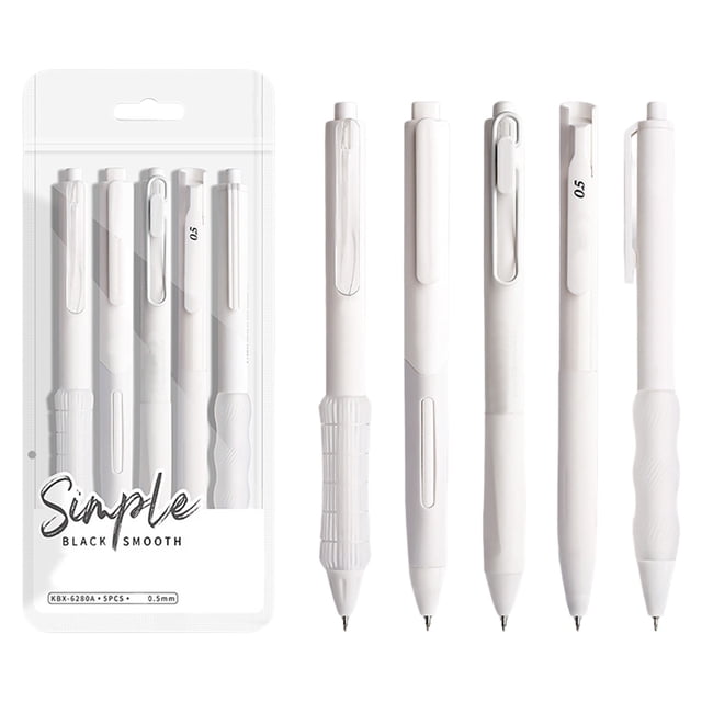 SIYTUAU White Gel Pens 5 Pack 0.5Mm Fine Point Retractable Quick Dry Ink Pens For Writing Exams School Supplies White 5 Gel Pens White