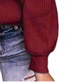 thumbnail image 4 of Pompotops Mode Dames Décontracté Uni Manches Longues Col en V Pull Ample Blouse Femme, 4 of 4