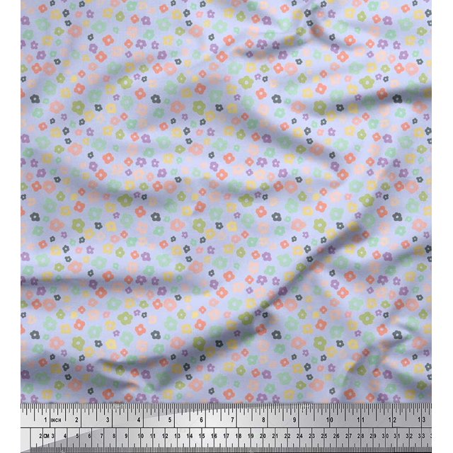 Soimoi Moss Georgette Fabric Flower Artistic Print Sewing Fabric Yard 42 Inch Wide