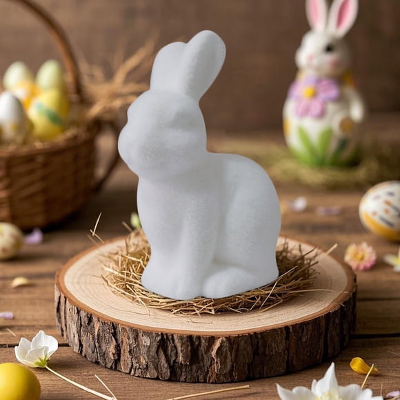 Hearth & Gear Cute Easter Bunny With Miniature Tabletop Decoration Realistic Imitation Bunny Suitable For Family Living Rooms Cute Spring Seasonal Decoration And Ornament Create Ornament Christmas