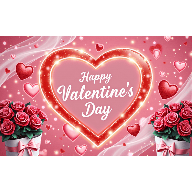 Happy Valentines Day Banner Valentines Day Backdrop For Valentines Day Decor Valentines Heart Backdrop Valentines Banner Decorations Party Decorations