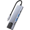 thumbnail image 1 of 5-IN-1 USB C Hub Type-C Docking Station Multiport Adapter with 4K HD RJ45 Ethernet USB 3.0 USB 2.0 PD Charging Port Compatible with MacBook MateBook PixelBook, 1 of 8