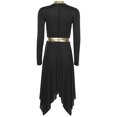 thumbnail image 4 of Hansber Robe de Louange Métallisée pour Femmes à Manches Longues, Ourlet Irrégulier, Tunique, Costume de Performance, Noir, P, 4 of 4