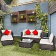 thumbnail image 1 of Costway 6PCS Patio Rattan Furniture Set Cushion Sofa Coffee Table Ottoman White, 1 of 9