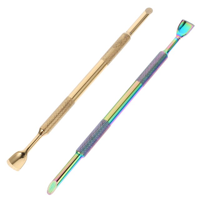 GARVALON 2Pcs Dual Sided Cuticle Pusher Set Stainless Steel For Nail Dead Skin Removal And Cleaning