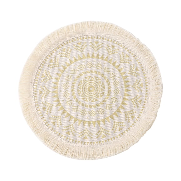 Bohemian Woven Cotton Placemat Set - Heat-Resistant, Tasseled Decor for Dining Tables
