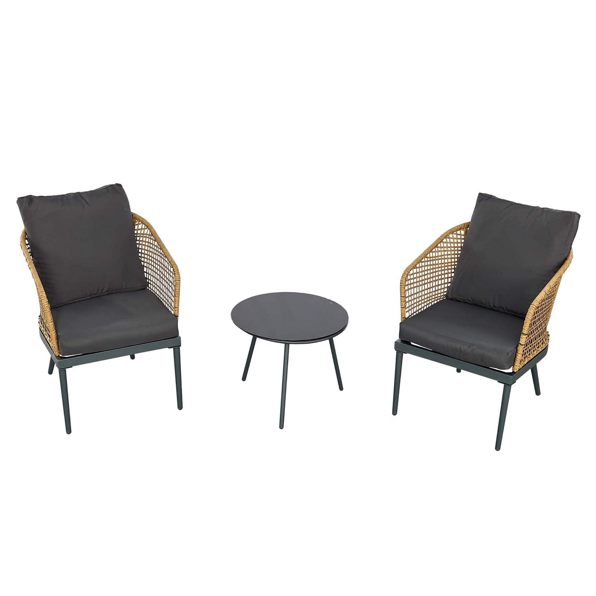 TOYTEXX 3-Piece Wicker Patio Set with Coffee Table & 2 Chairs – Outdoor Furniture for Porch/Backyard