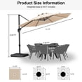 thumbnail image 3 of PURPLE LEAF Parasol Déporté Rond de 11 Pi pour Terrasse Extérieure, Grand Parasol Suspendu, Parasol en Aluminium avec Rotation à 360°, Parasol de Jardin et de Piscine Ajustable, Beige, 3 of 8
