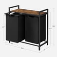 thumbnail image 4 of Laundry Hamper Organizer Laundry Basket Laundry Sorter with 2 Pull-Out and Removable Bags, Shelf, Metal Frame, 2 x 12.1 Gallons, 28.8 x 13 x 28.4 Inches, 4 of 5