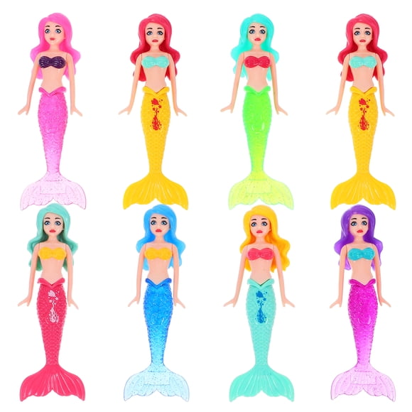 8pcs Mermaid Dive Toys For Pools Funny Small Mermaid Toys Pool Floating Mermaid Toys Portable Plastic Small Mermaid Models Pools Swimming Mermaid Toys