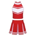 thumbnail image 1 of Ocealan Uniforme de Cheerleading pour Filles Sans Manches avec Jupe Plissée Ensemble Costume Rouge&Blanc 8, 1 of 7