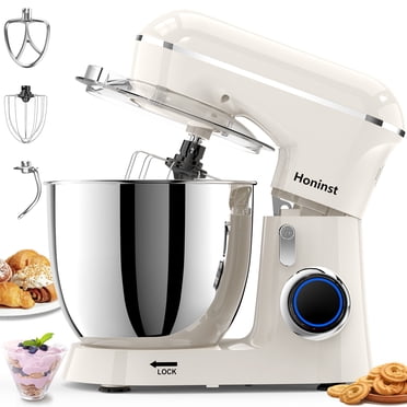 Honinst Batteur sur Socle Électrique de 6,5 QT, 10 Vitesses et Plus, Léger avec Tête Inclinable, Batteur sur Socle de Cuisine, Crochet Pétrisseur, Fouet, Batteur et Bol, Mélangeur Alimentaire pour la Pâtisserie, les Gâteaux et la Plupart des Cuisiniers à Domicile