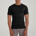 thumbnail image 2 of cfhntfmh T-Shirts de Musculation pour Hommes en Tricot Côtelé Extensible à Manches Courtes à Col Rond T-Shirts d'Entraînement Couleur Unie Coupe Ajustée T-Shirts en Tricot, 2 of 7