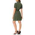 thumbnail image 3 of INSPIRE CHIC Robe-Chemise Boutonnée pour Femme à Col, Manches Courtes, Style Safari, avec Poches et Ceinture, 3 of 6