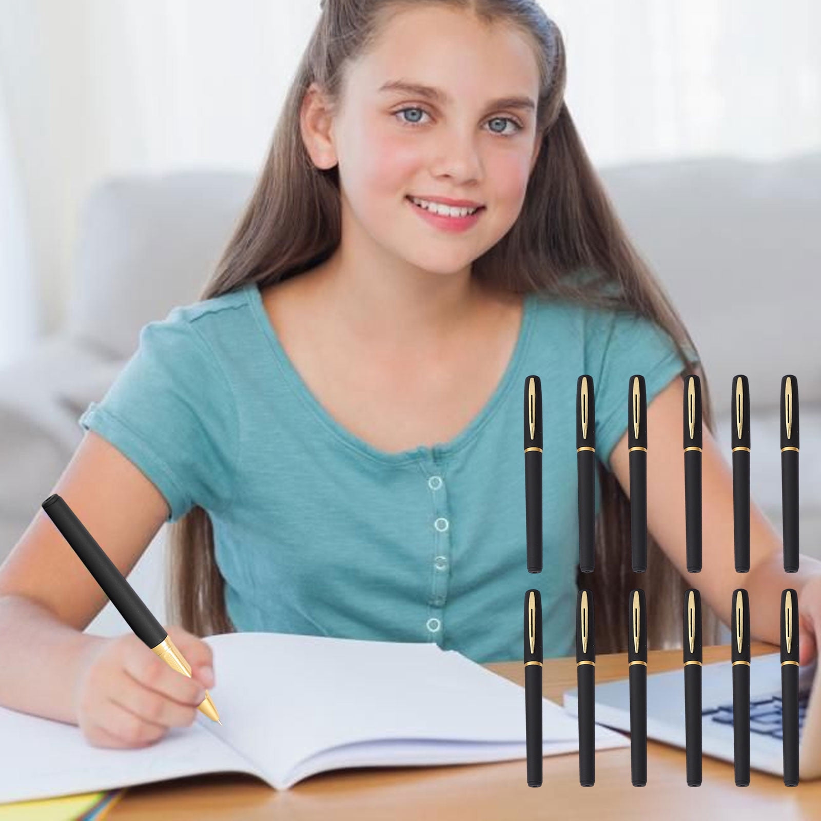 YIMWNYI Gel Pens 12 Pcs Fine Point Black Ink Pens, Smooth Writing Tools for Journaling, Office Supplies, Great for Note Taking, Cute Stationery Gifts, Non-Slip Grip, Durable Clip