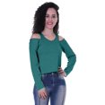 thumbnail image 1 of Moomaya Womens Cold Shoulder Short Top Solid Full Sleeves Summer Tee Tops, 1 of 6